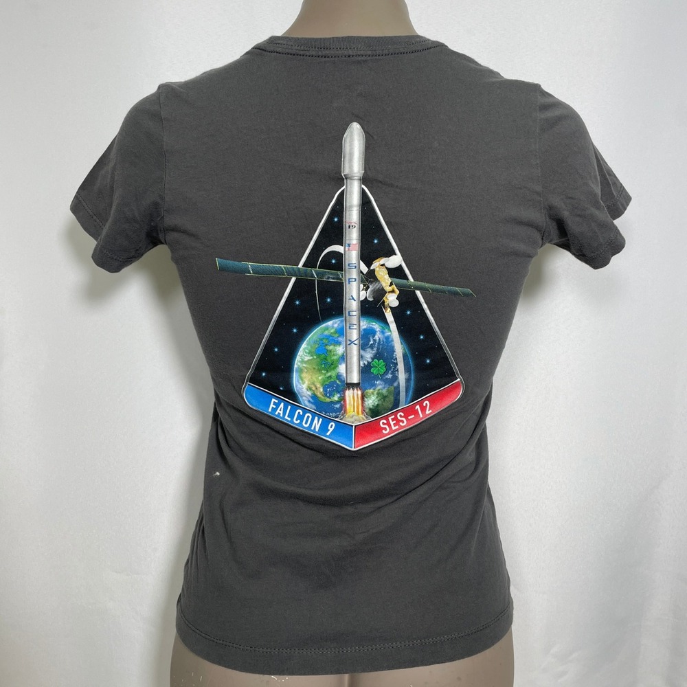 SpaceX Falcon 9 Rocket SES-12 Mission Satellite Gray T-Shirt Women's SMALL